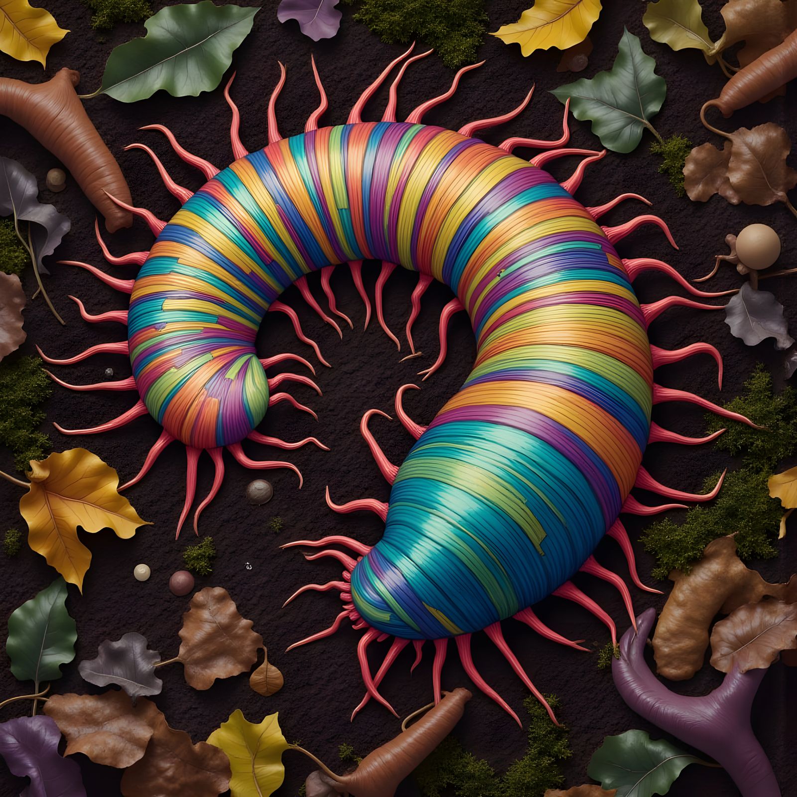 Vibrant Millipede in a Kaleidoscope of Colors