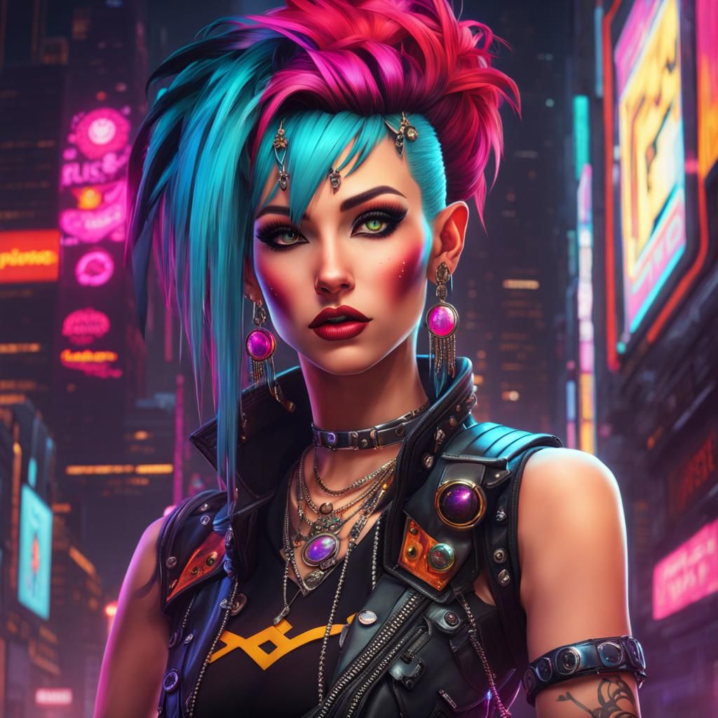 Retro Cyberpunk Punk Girl Avatar