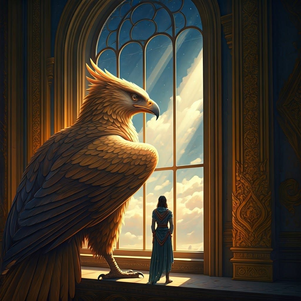 Majestic Garuda at Grand Window Seeks Celestial Harmony