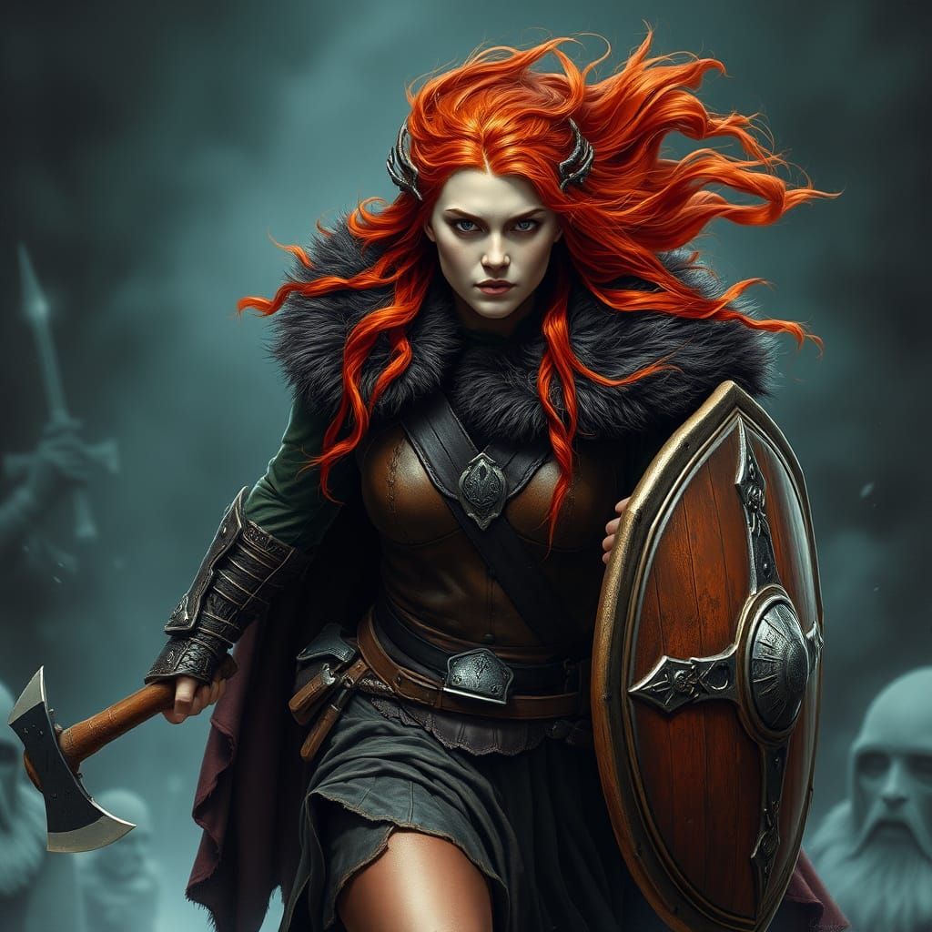 Fierce Irish Warrior Woman in Viking Armor