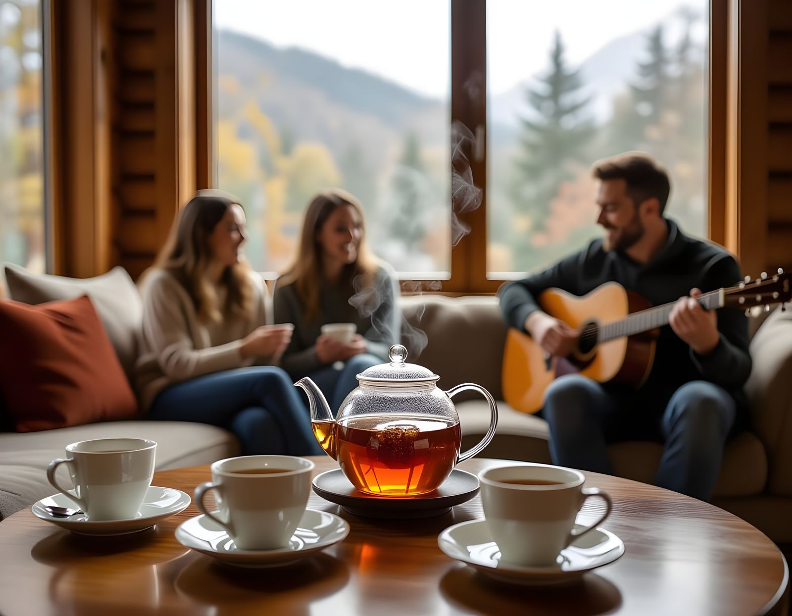 Cozy Rainy Day Gathering with Tea, Professional Photography
