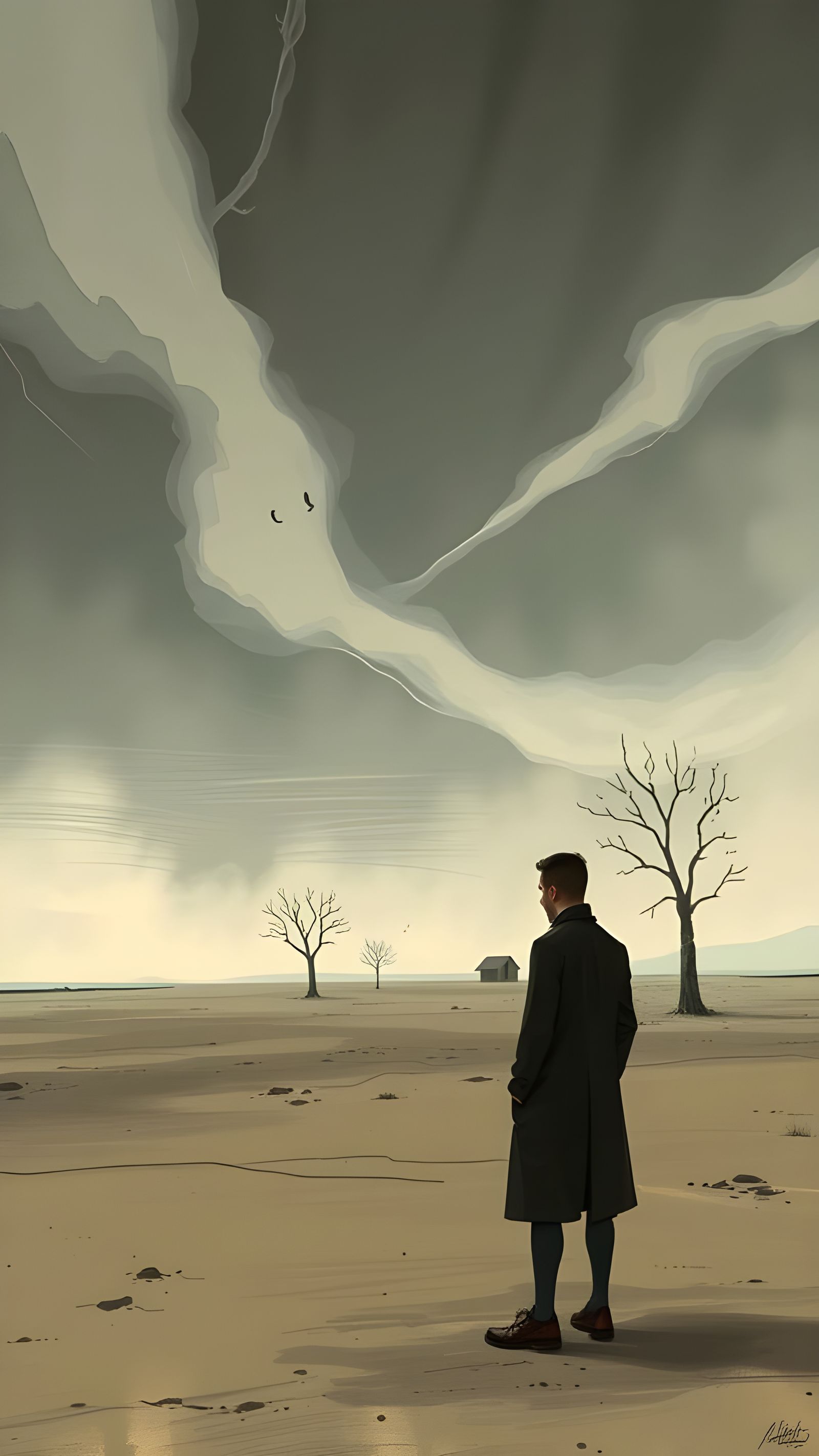 Surrealist Lonely Child: Minimalist Illustration