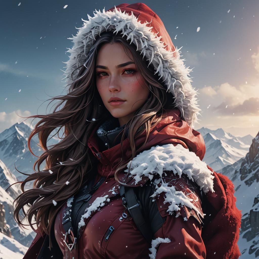 Winter Mountain Woman in Fantasy Style