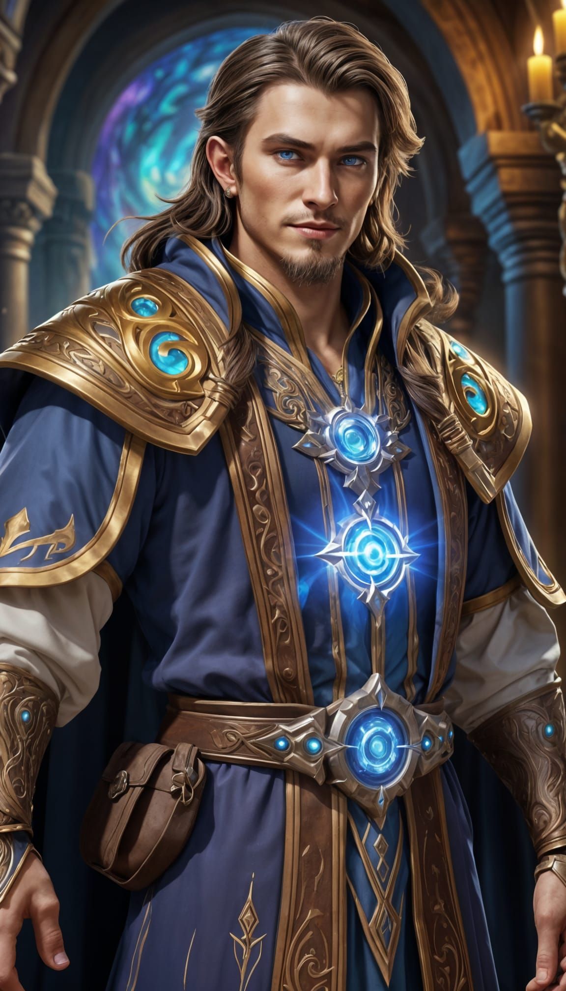 Charismatic Wizard in Warcraft Style, Hyperrealistic