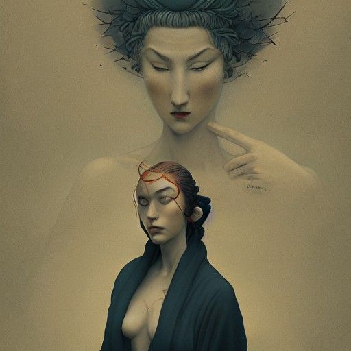 Detailed Art Deco Ukiyo-e Concept Art