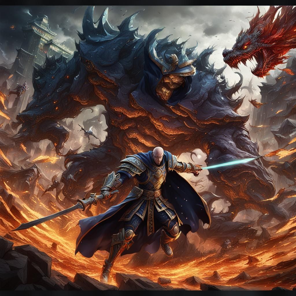 Anime Villains Clash: Detailed Matte Paintings