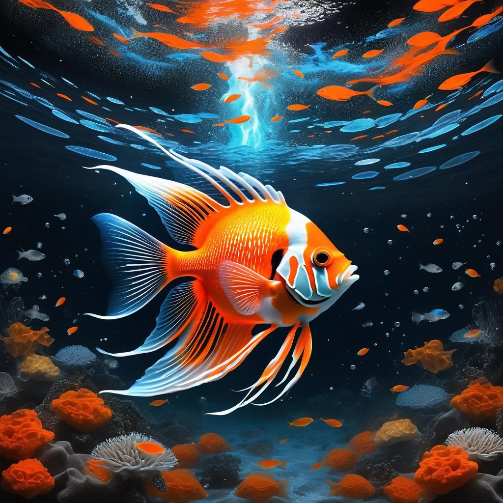 Shimmering Angelfish in Opalescent Indonesian Dreamscape