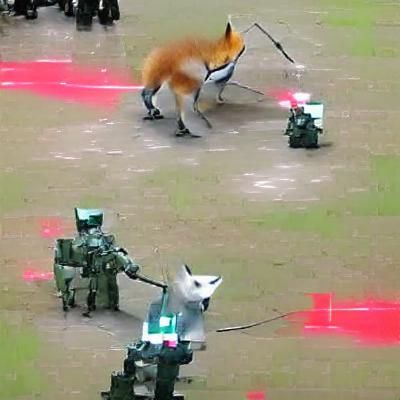 Futuristic Robotic Fox Soldier: High-Tech Design