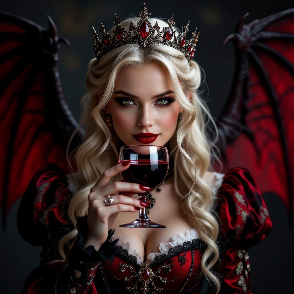 Hyper-Realistic Vampire Queen in Medieval Finery