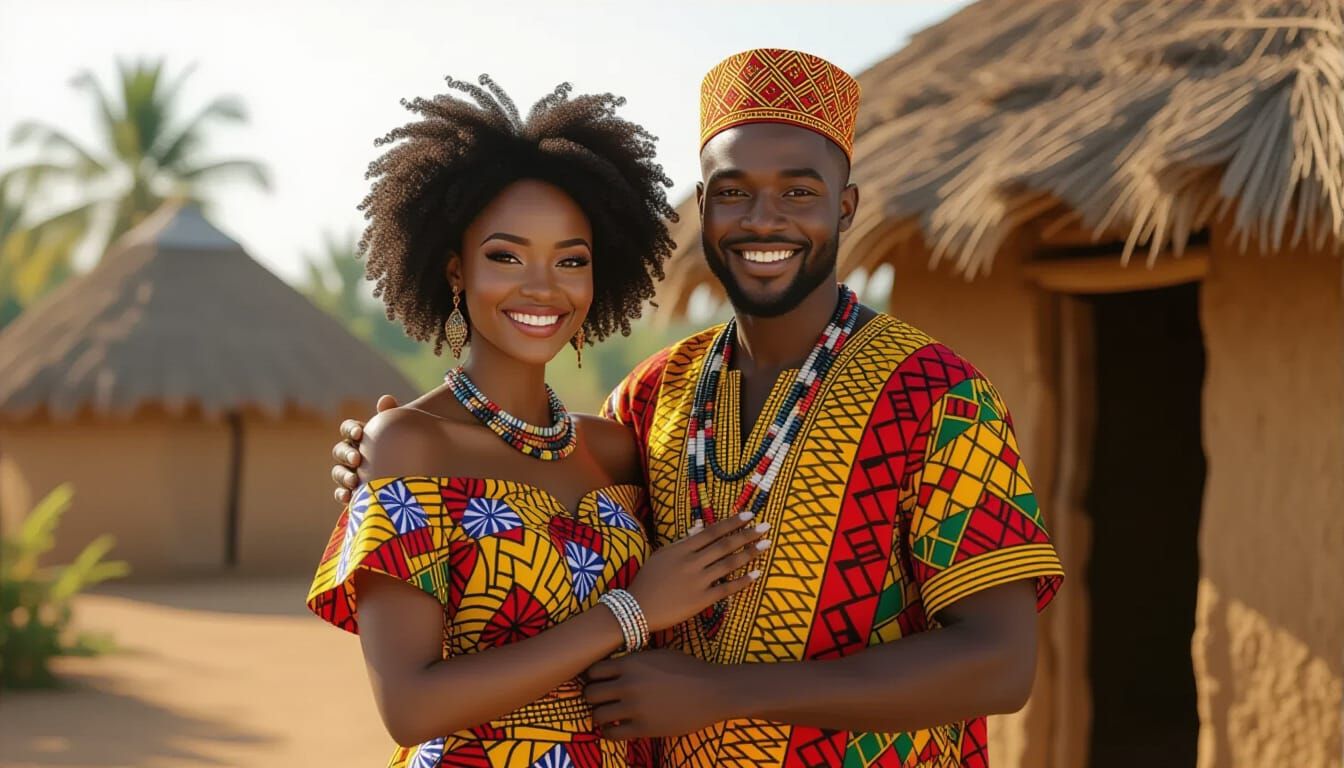 Joyful African Couple in Vibrant Ankara Attire