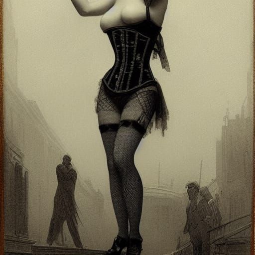 Woman in Corset: Horror Art Style