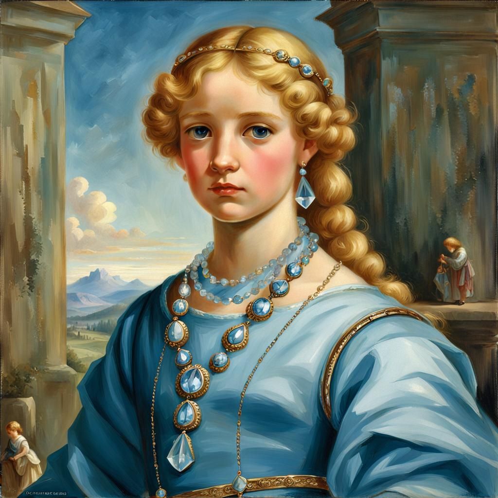 Blond Girl with Rock Crystal Necklace