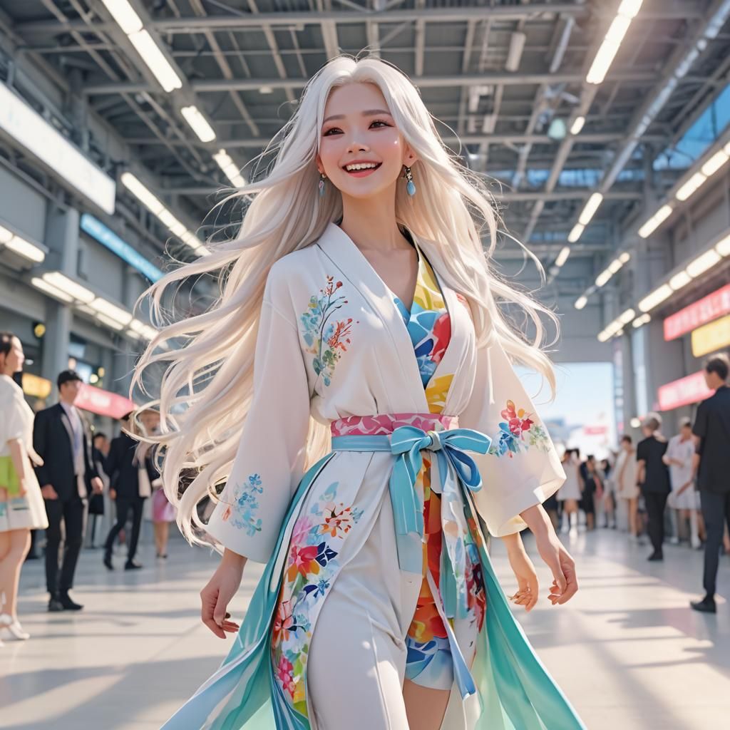 Anime Beauty on Runway in Kyoto Animation Style