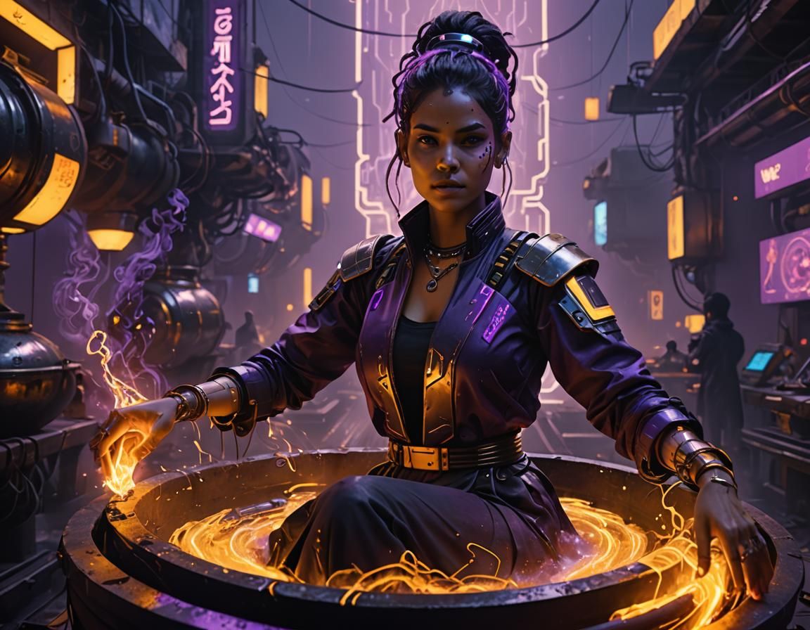 Chennai Alchemist: Cyberpunk Portrait in Golden Light