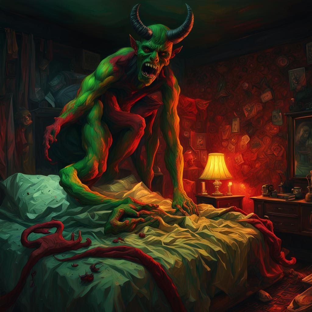 Demons Under the Bed in Hyperdetailed Digital Art