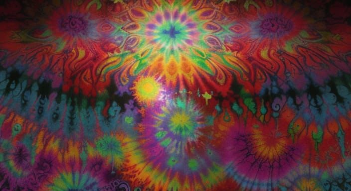 Vibrant Free-Spirited Tie-Dye Artwork in Kaleidoscopic Color...