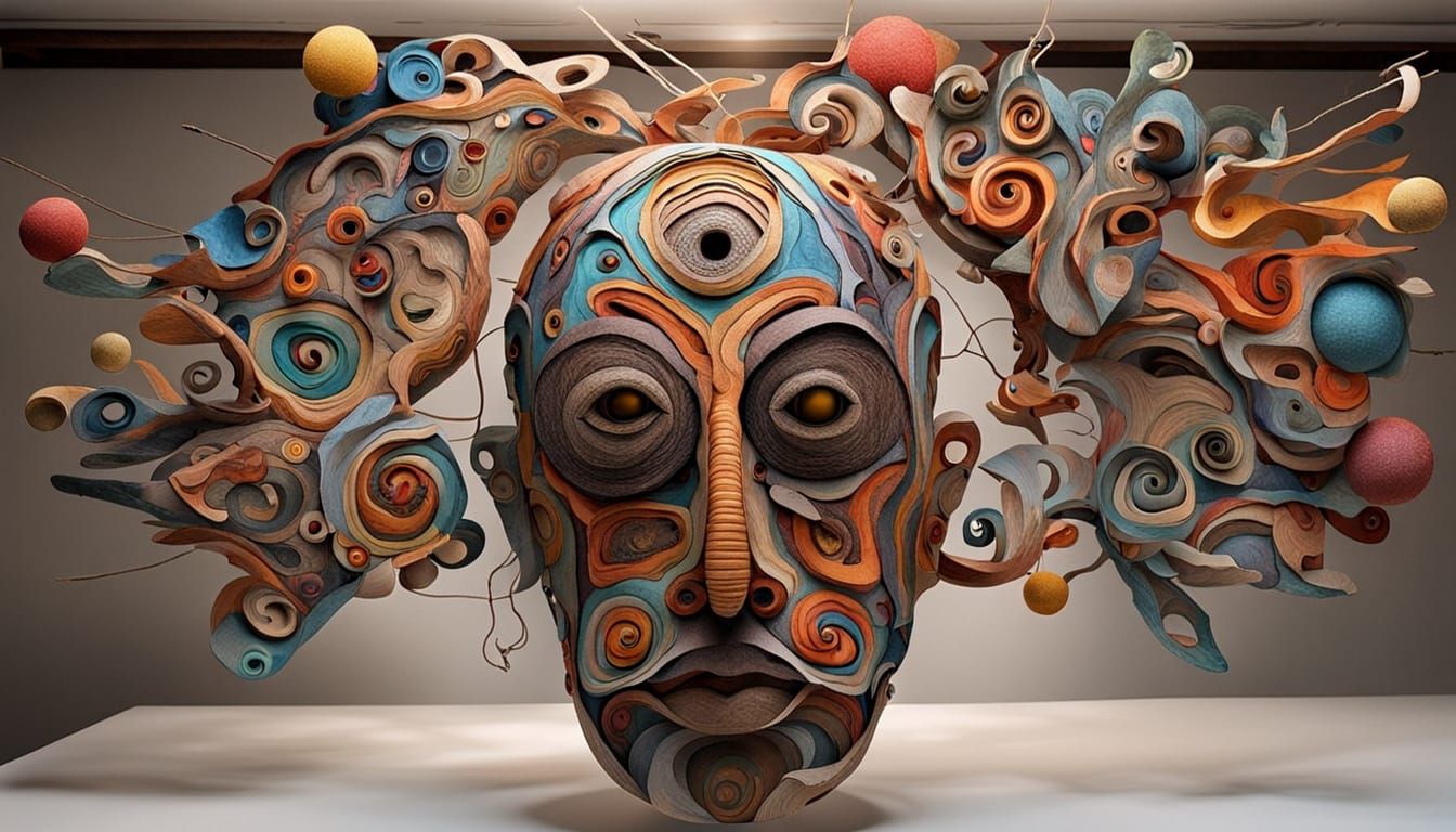 Colorful Surreal Sculpture in Mixed Media