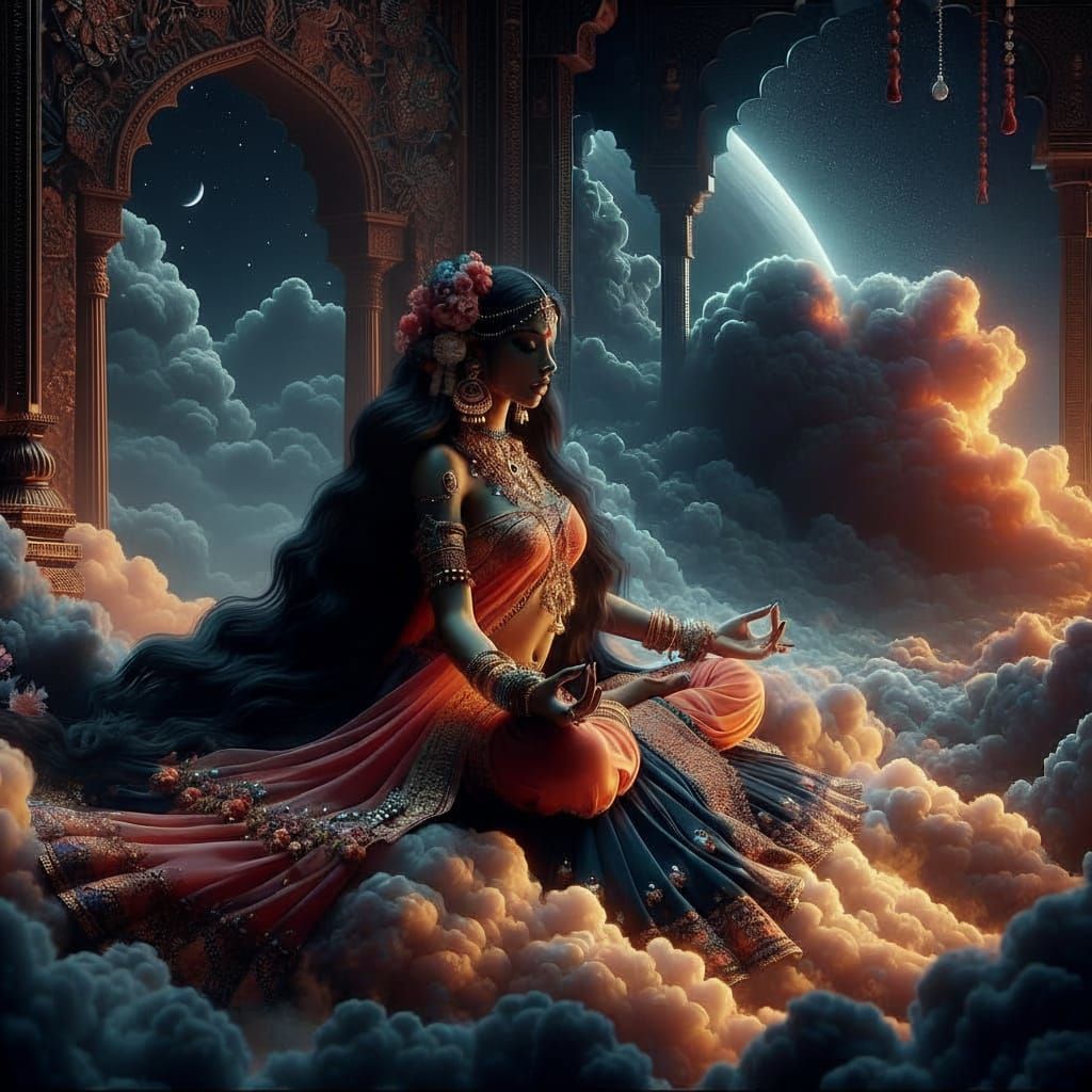 Sanjna Hindu Goddess of Clouds Digital Matte Painting
