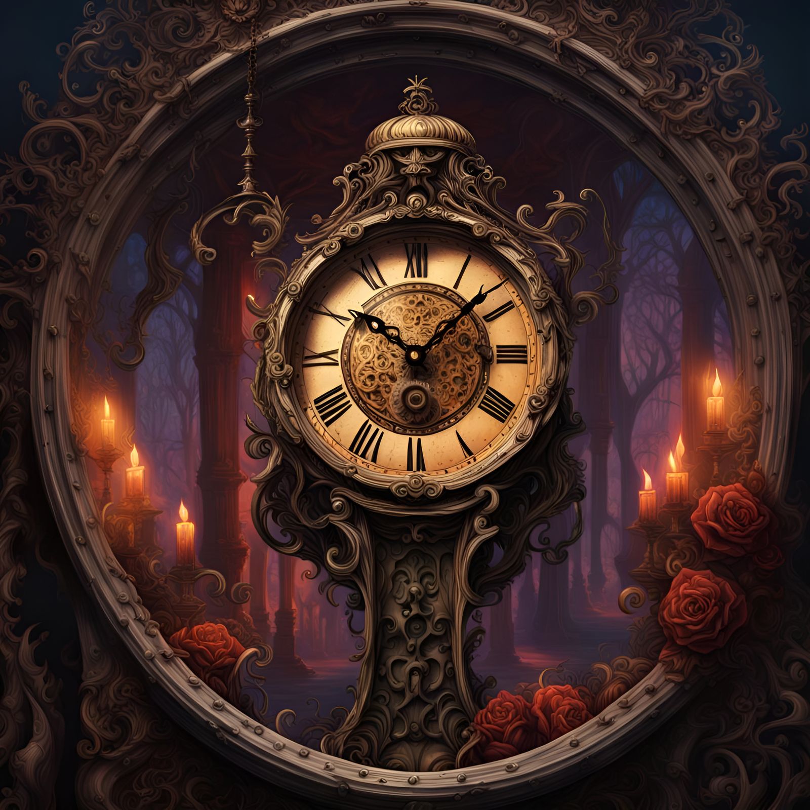 Haunted Death Clock Near Midnight: Hyperrealistic Concept Ar...