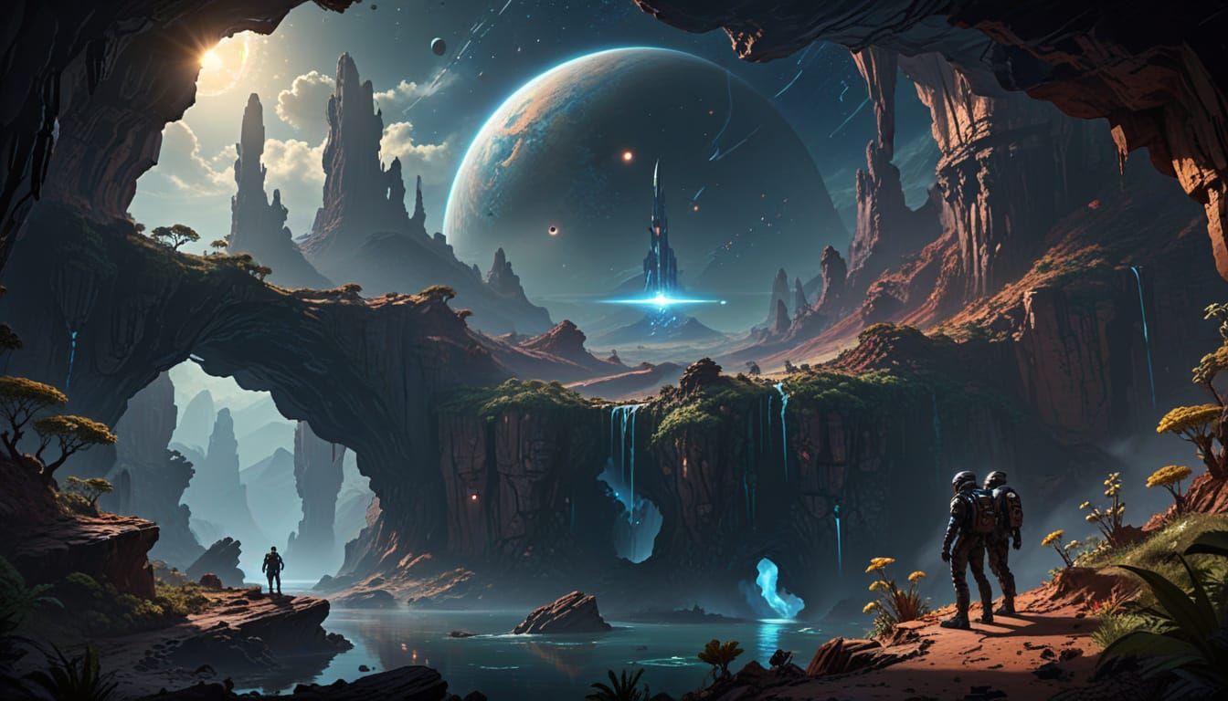Ethereal Exoplanet Odyssey in Sci-Fi Concept Art