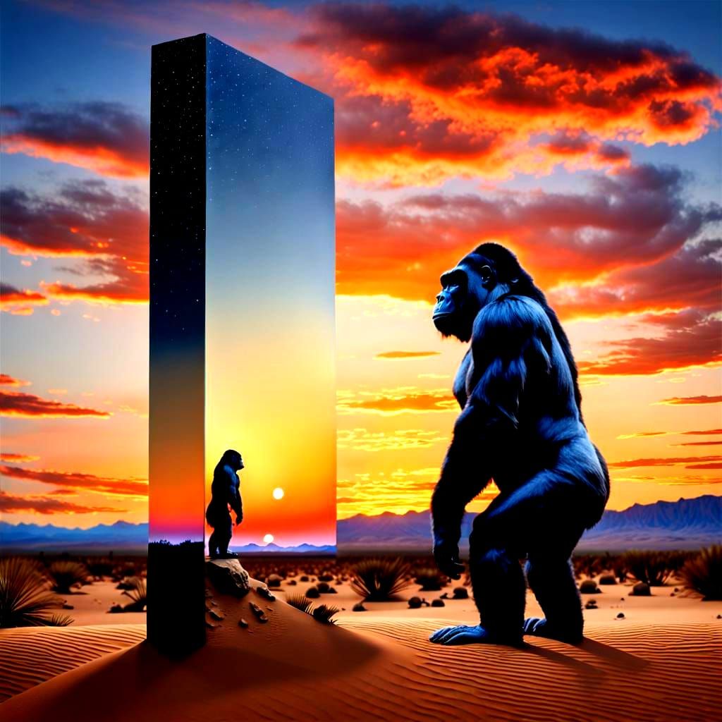 a photo realistic picture of a tall shiny smooth reflective ...