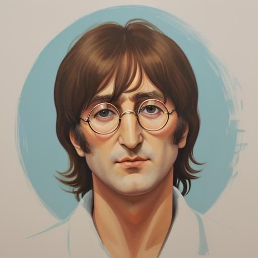 John Lennon Portrait in Gouache Style