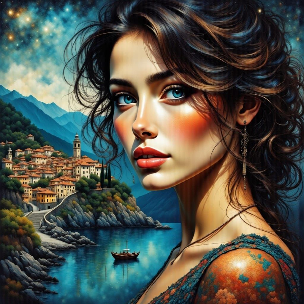 Ethereal Italian Coastal Town Portrait