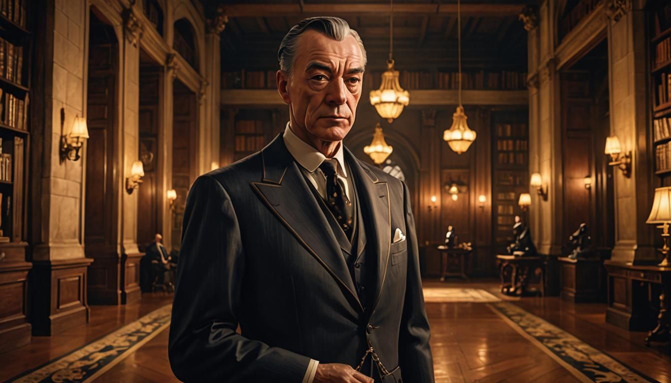 Alfred Pennyworth in Dimly Lit Wayne Manor