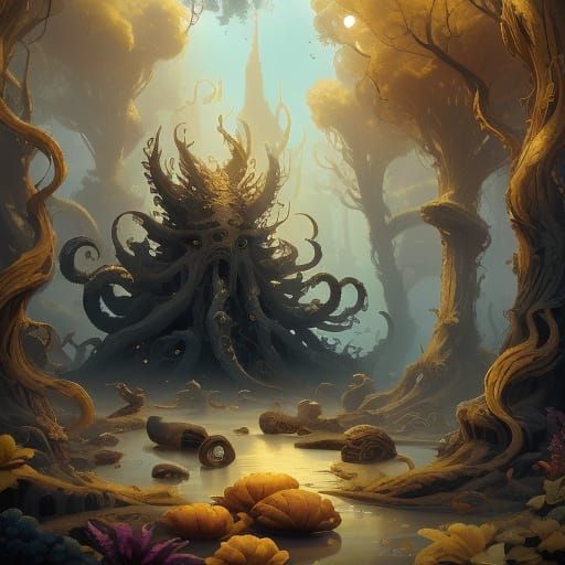 Surreal Tentacle Forest Depicts Opulence and Desire