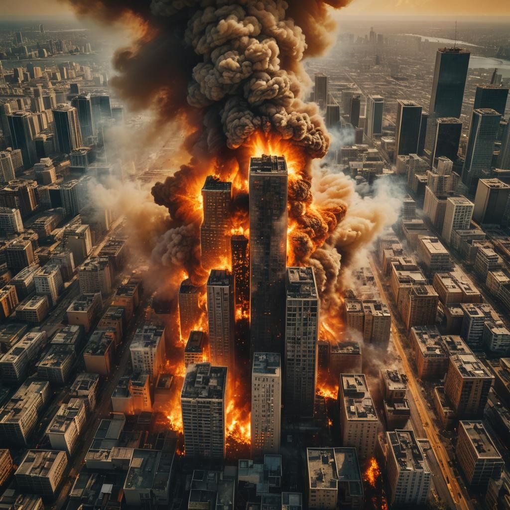 Fiery Tsunami Engulfs City in Cinematic Film Still