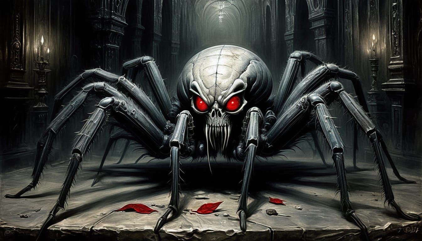 Grotesque Spider Santa with Wicked Smile