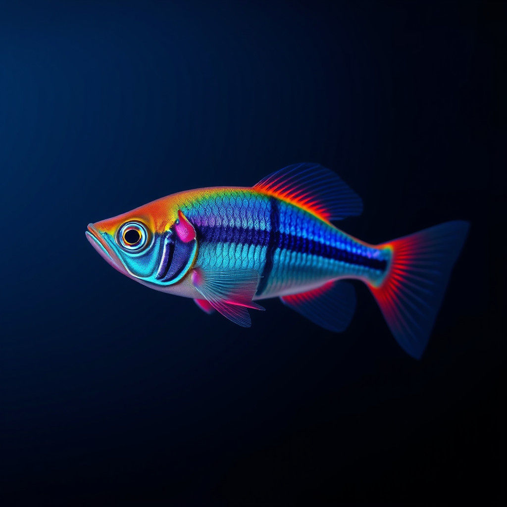 Illuminated Neon Tetra Fish in Digital Art Style