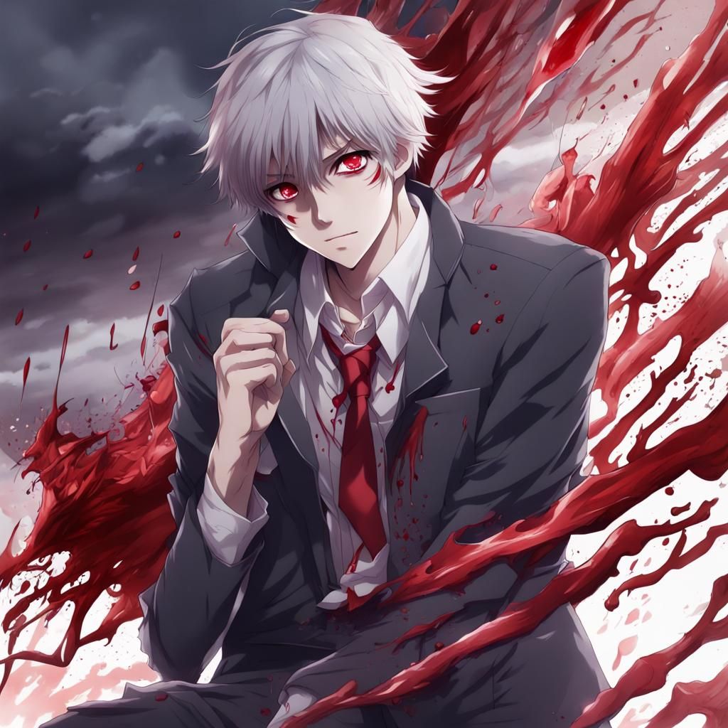 Yandere Anime Boy in Stormy Manga Style