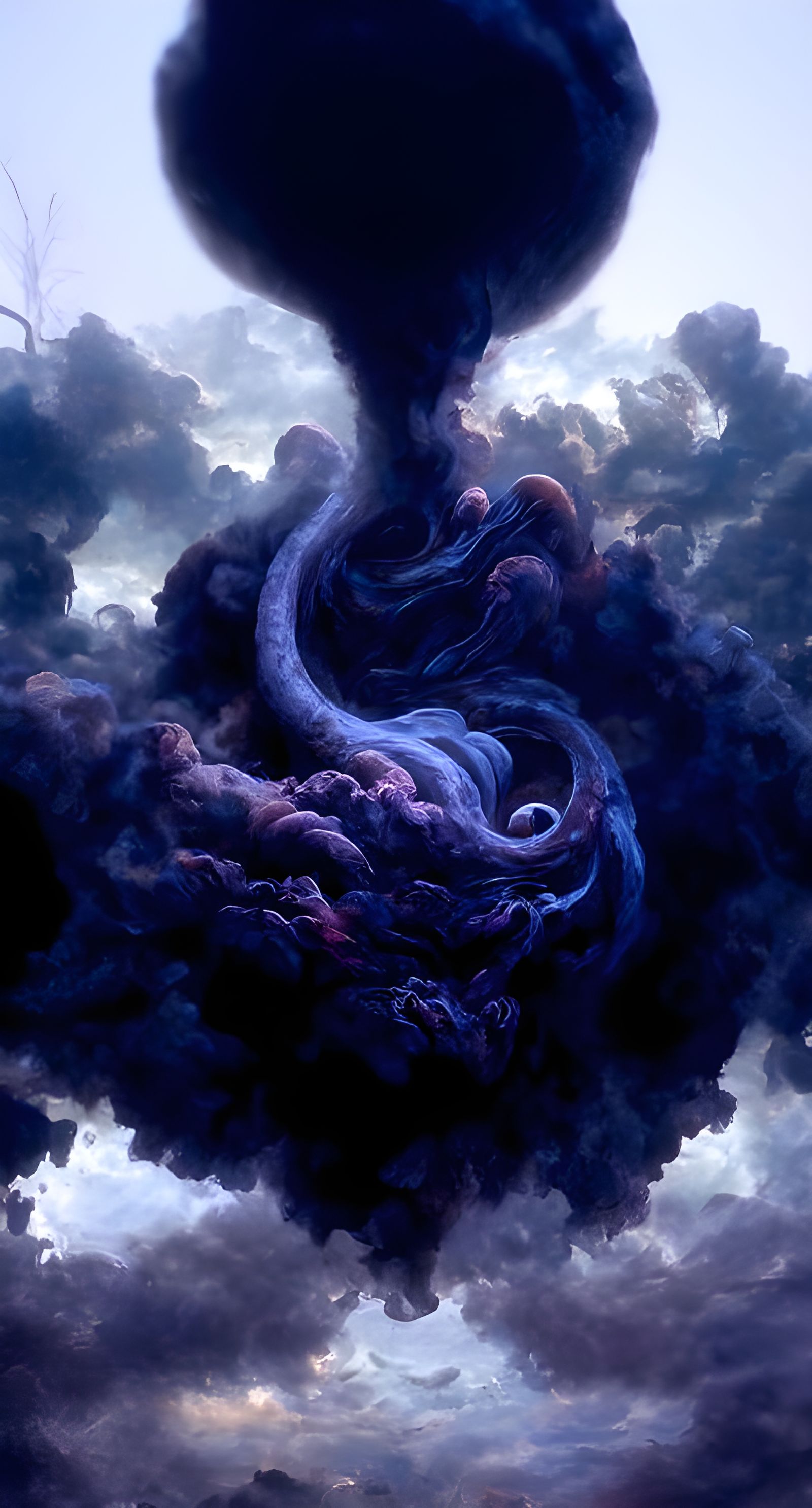 Eldritch Indigo Cloud Vortex in Digital Painting