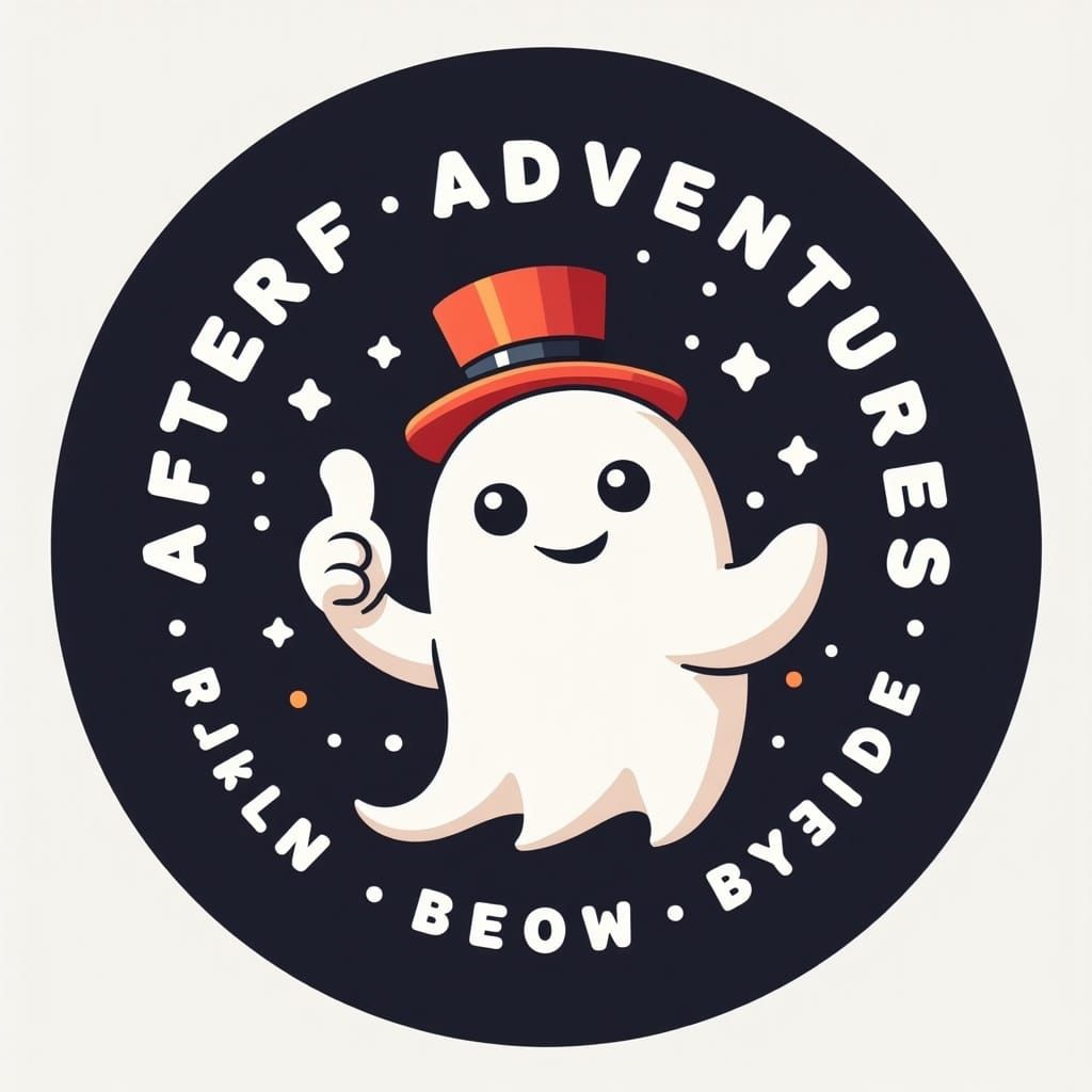 Minimalist Logo: Cheerful Ghost Adventures