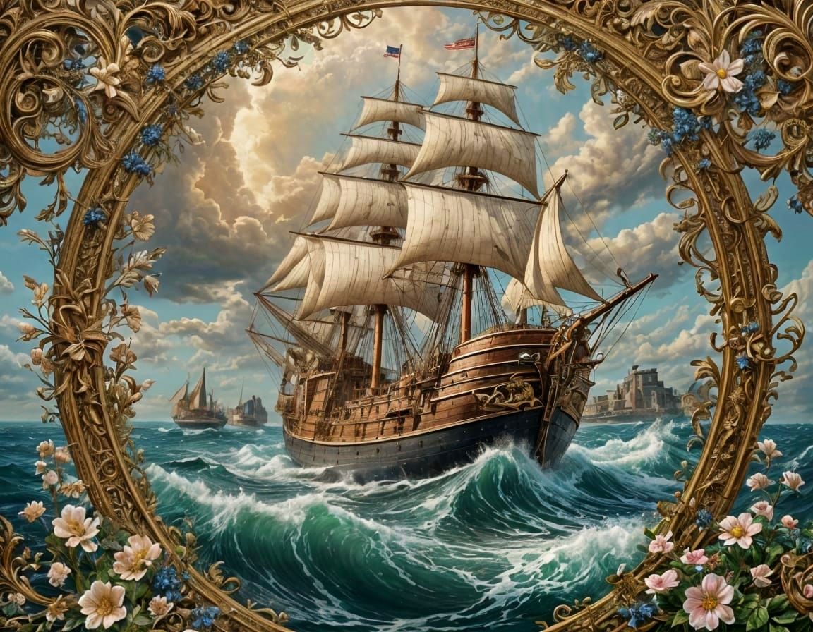 Schooner at the Point of No Return: A Digital Painting