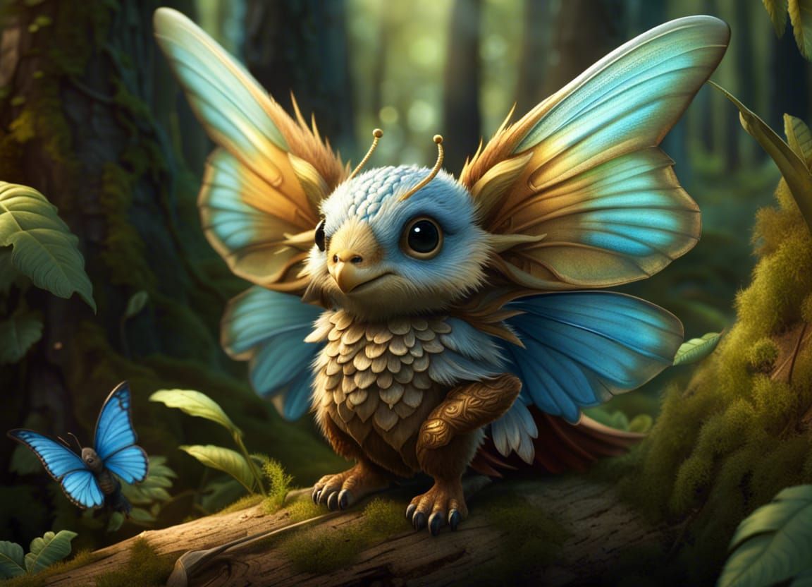 Winged Forest Creature, Detailed Digital Painting