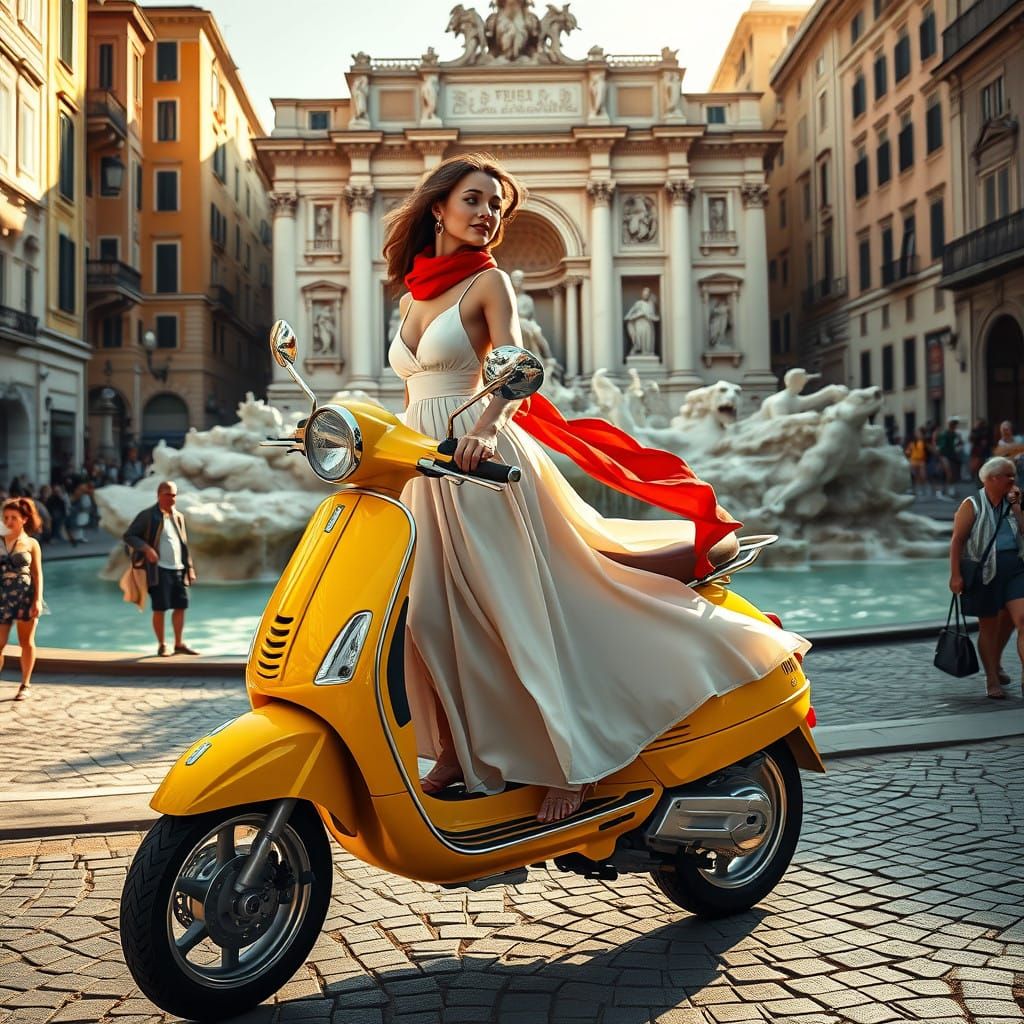 Vintage Italian Romance at Trevi Fountain