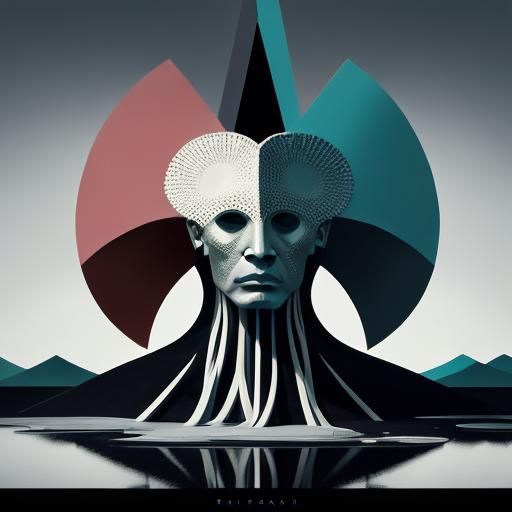 Dreamlike Surrealism: Figure in Abstract Landscape