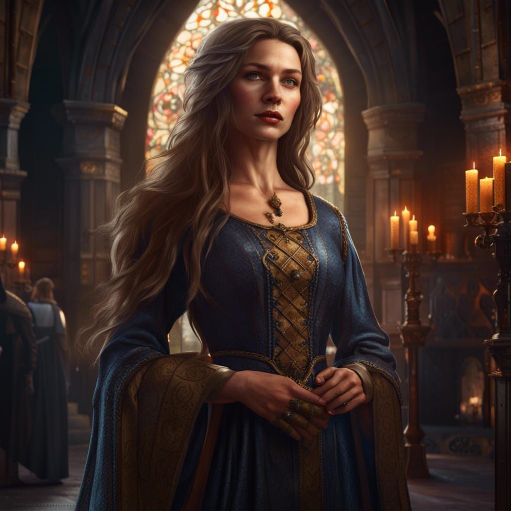 Dark Fantasy Medieval Lady in Hyperdetailed Digital Art