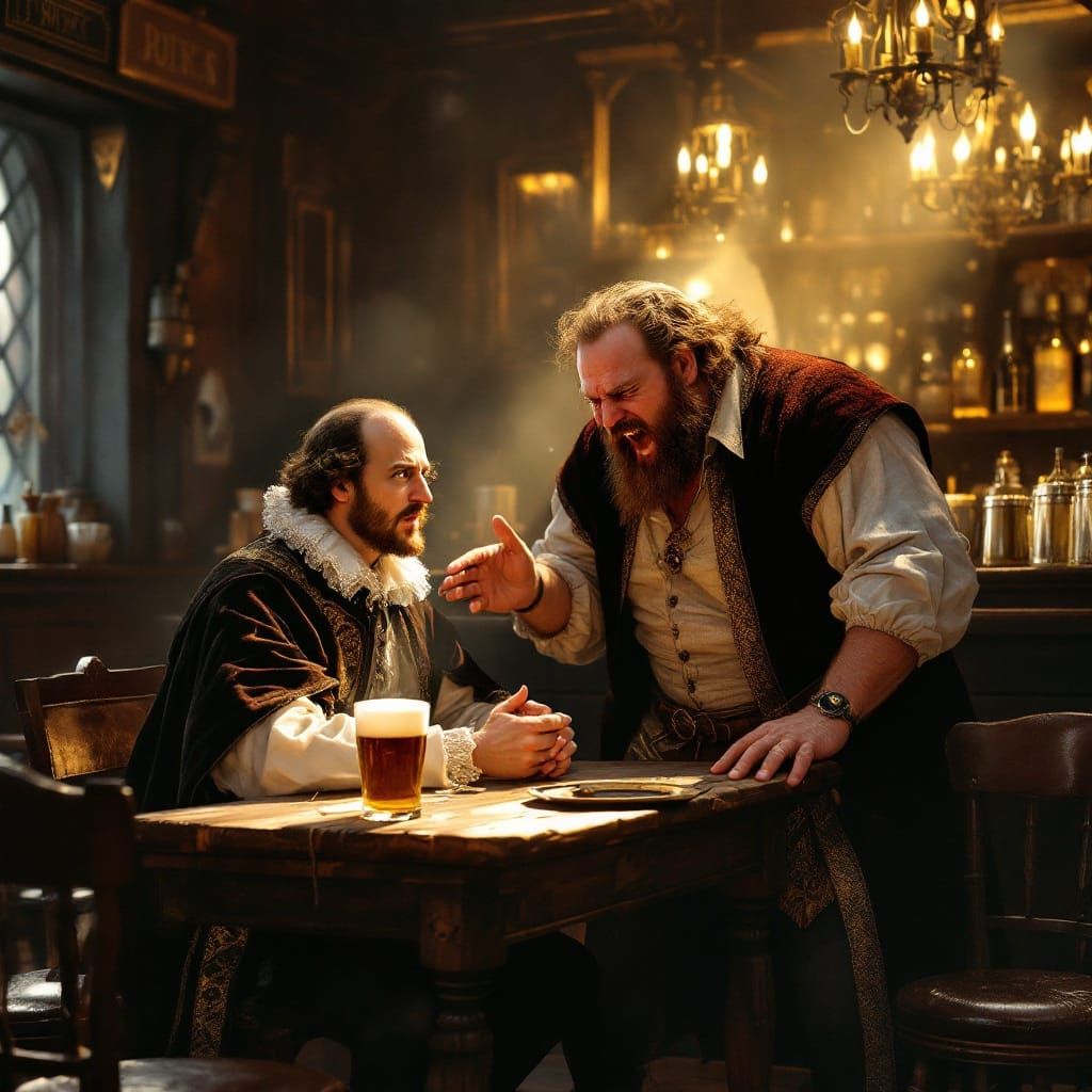 16th-Century Bard in a Traditional English Pub