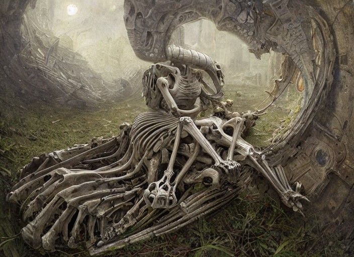 Android in Dinosaur Cathedral Ruins, Dutch Golden Age