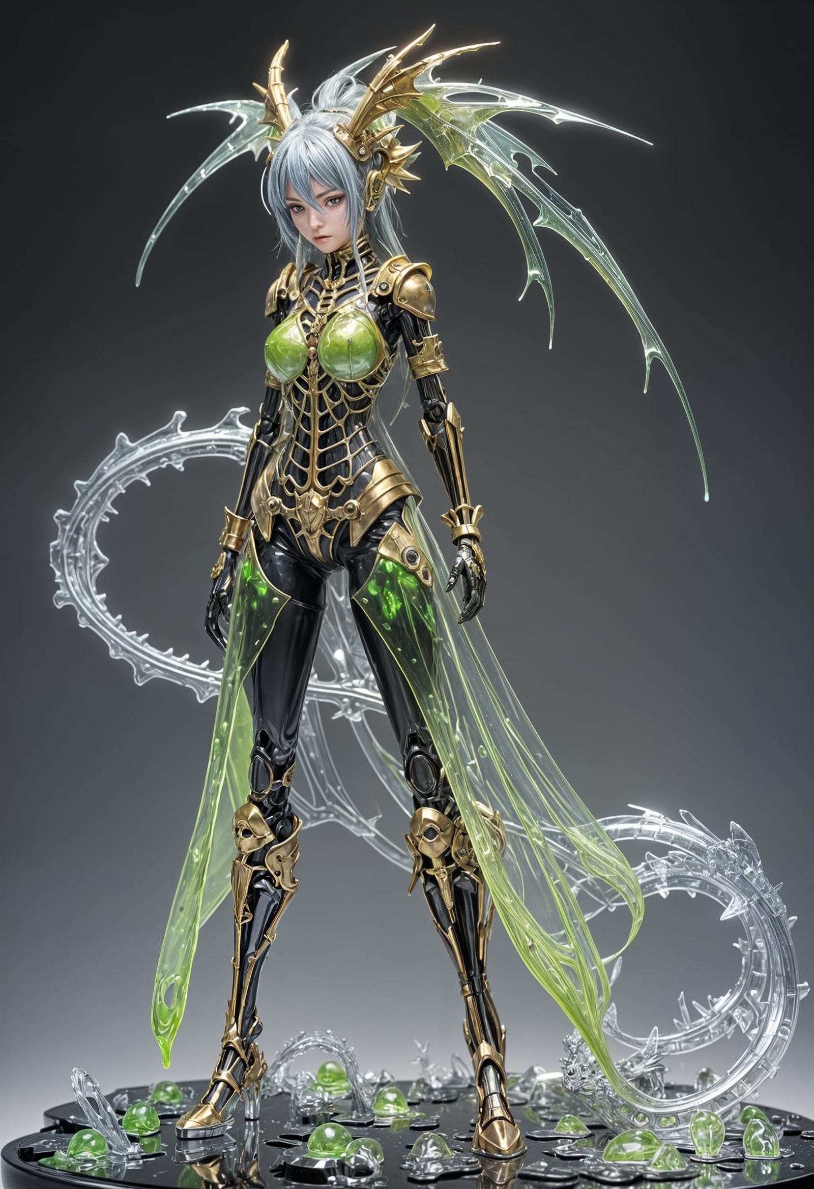 Dragon Girl with Slime Body and Metal Skeleton