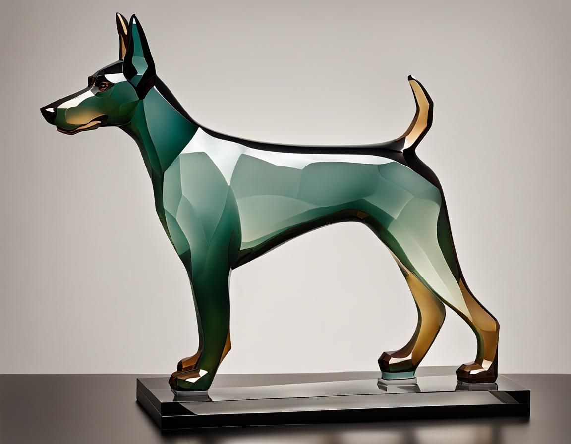 Doberman Pinscher Made of Cut Glass