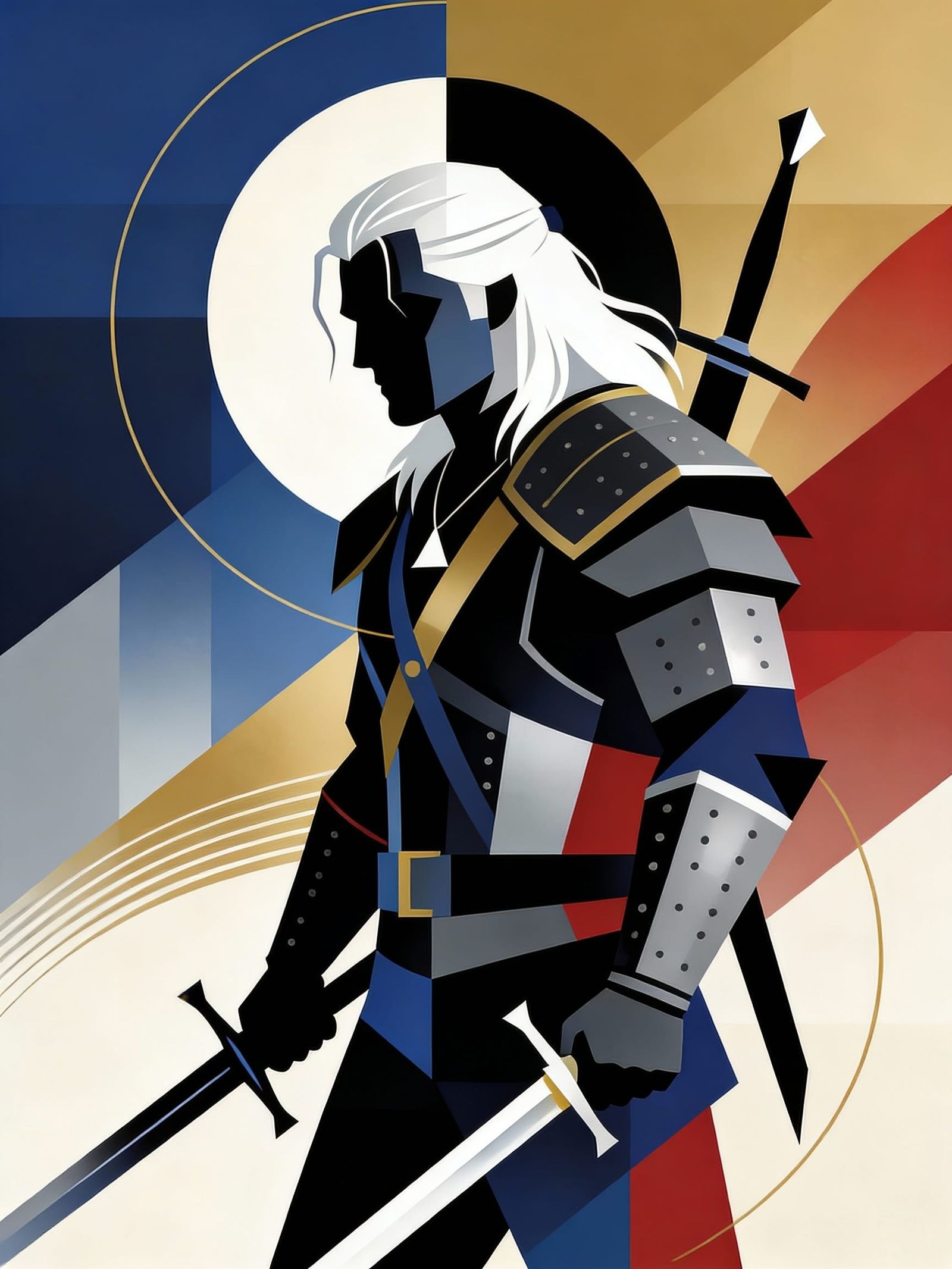 Geralt of Rivia in Bauhaus Constructivist Style