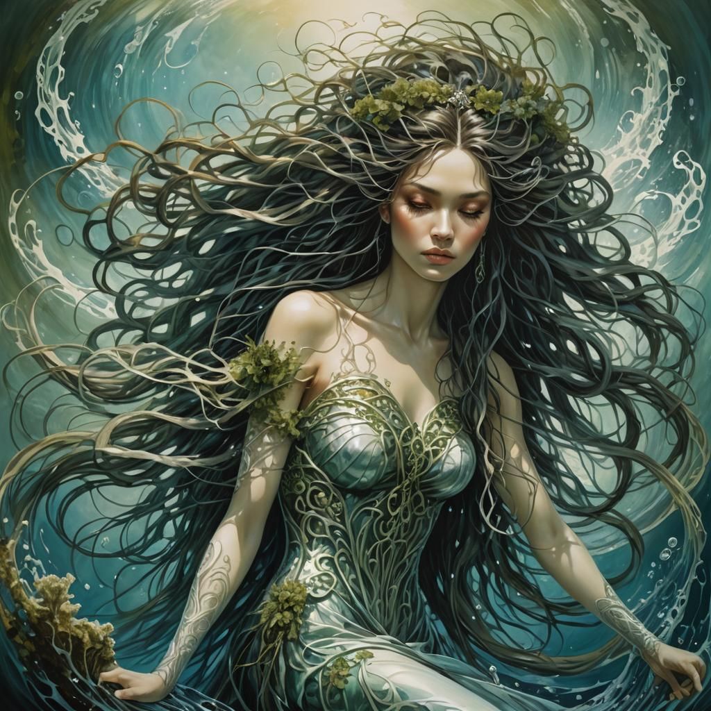 Elegant Niskai Water Spirits in Liquid Chrome