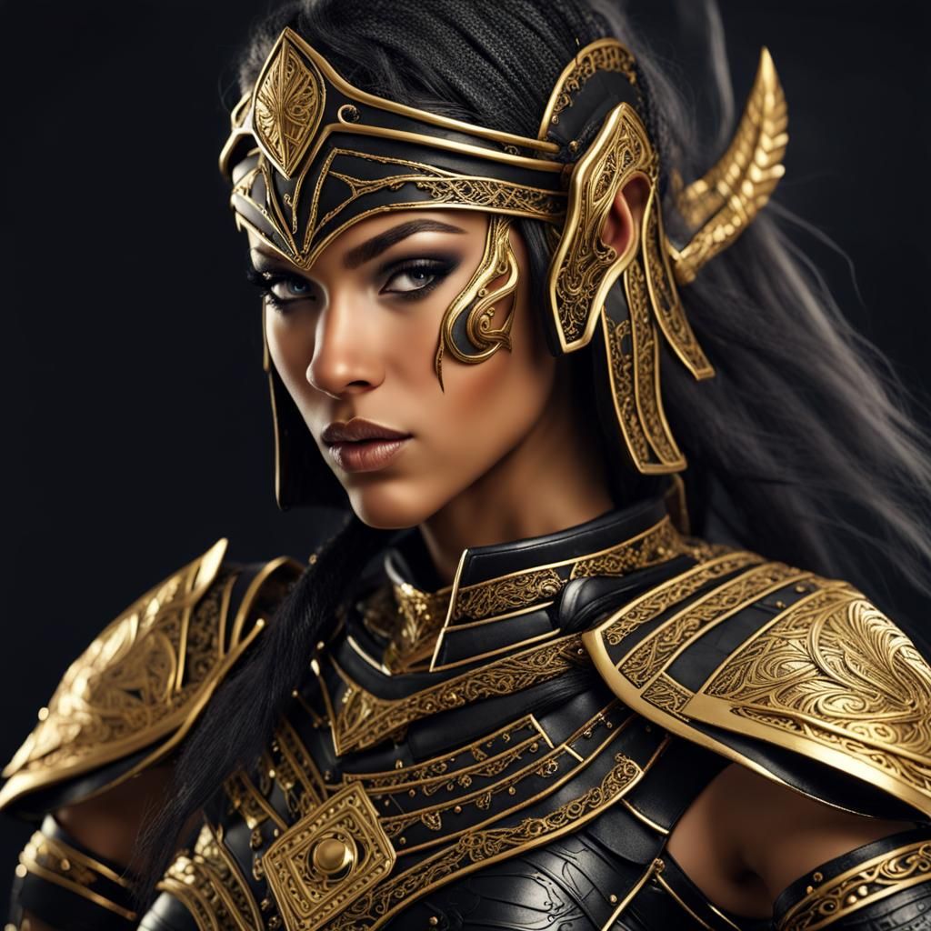 Amazon Woman Warrior Archer in Gold Armor