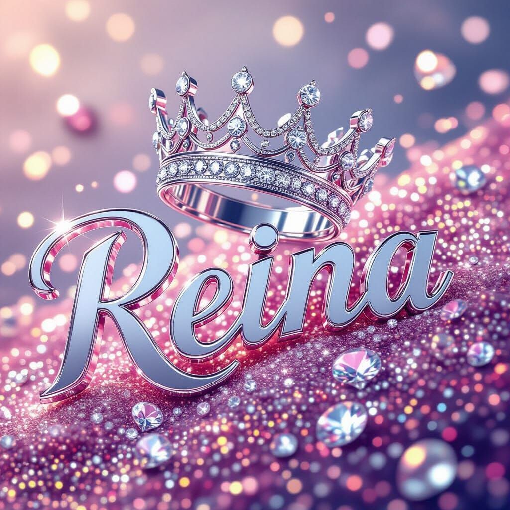 Reina in Silver Font with Diamond Crown