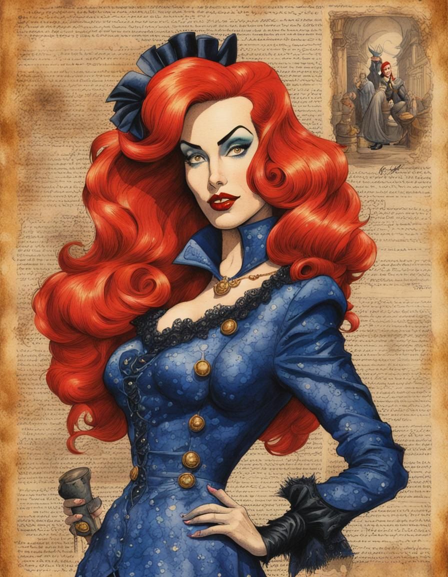 Jessica Rabbit in Neo-Victorian Style Illustration