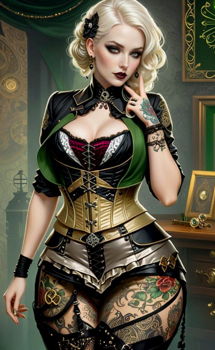 Gothic Steampunk Woman in Digital Illustration